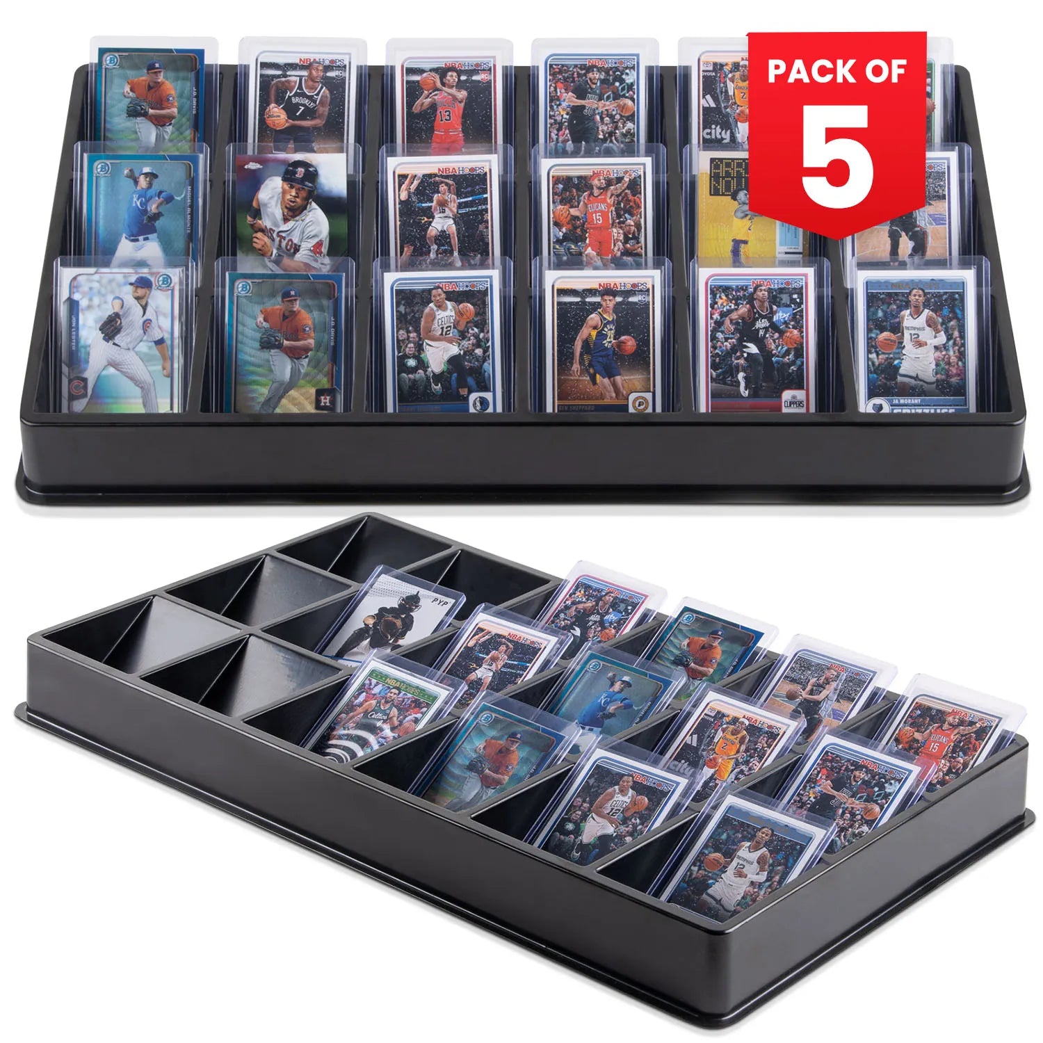Card Sorting Tray for Toploader 18 Slots Pack of 5