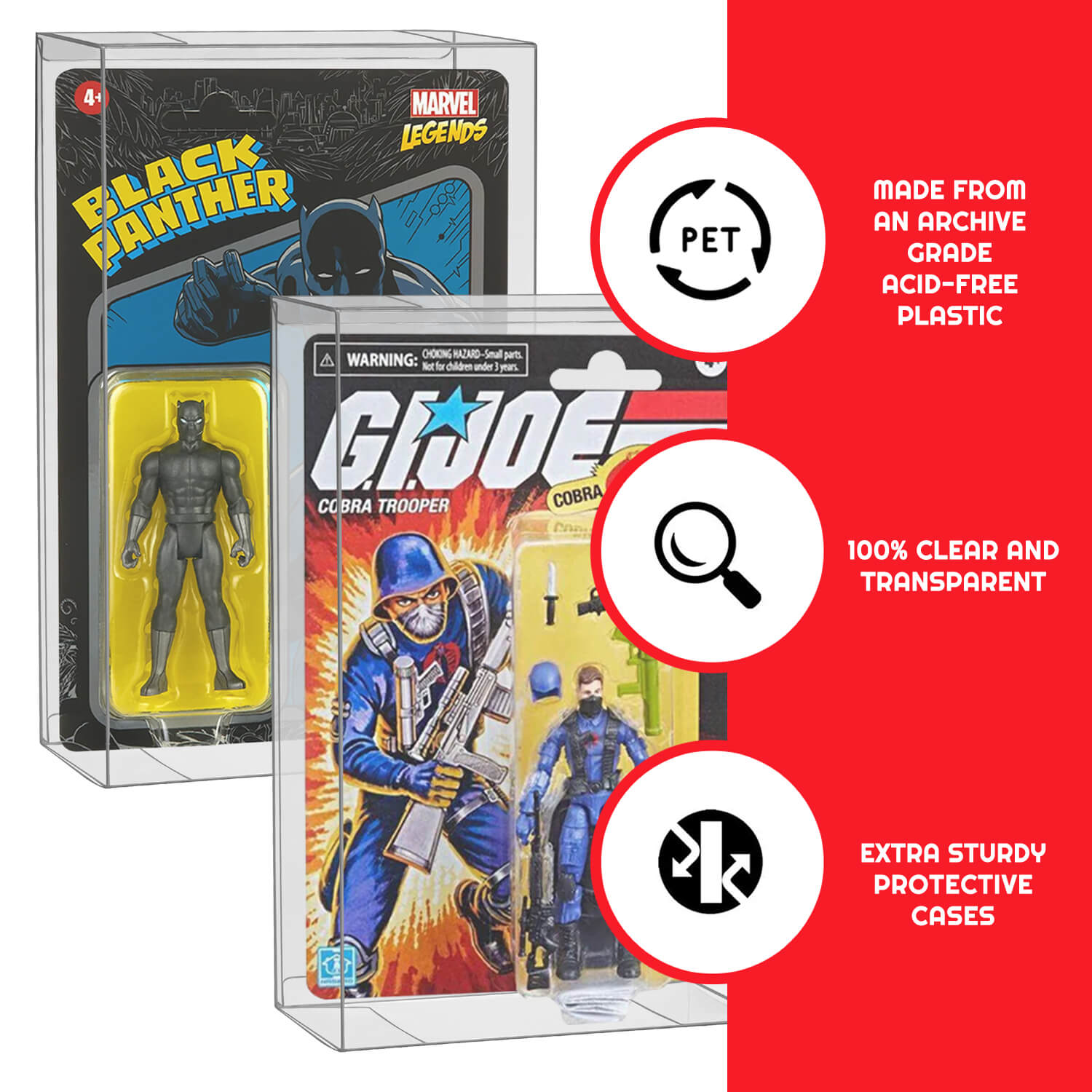 Étui de protection pour figurines d'action Carded Star Wars et GI Joe 3,75'' (peu profond, 30 mm) - Lot de 10