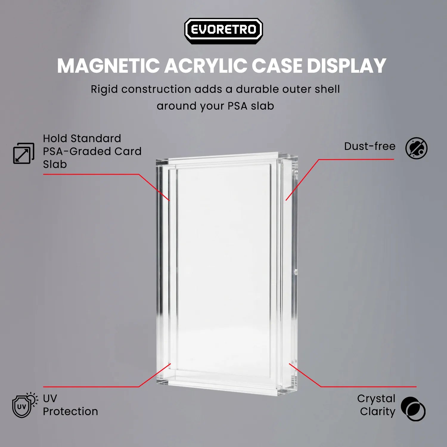 Magnetic Acrylic Case Display for 1 PSA Slab - Clear