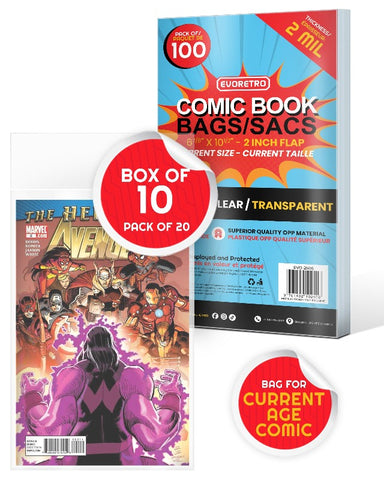 Sacs de bandes dessinées pour les bandes dessinées de taille d'âge actuelle Sacs de bandes dessinées actuels 24Pt - Paquet de 100