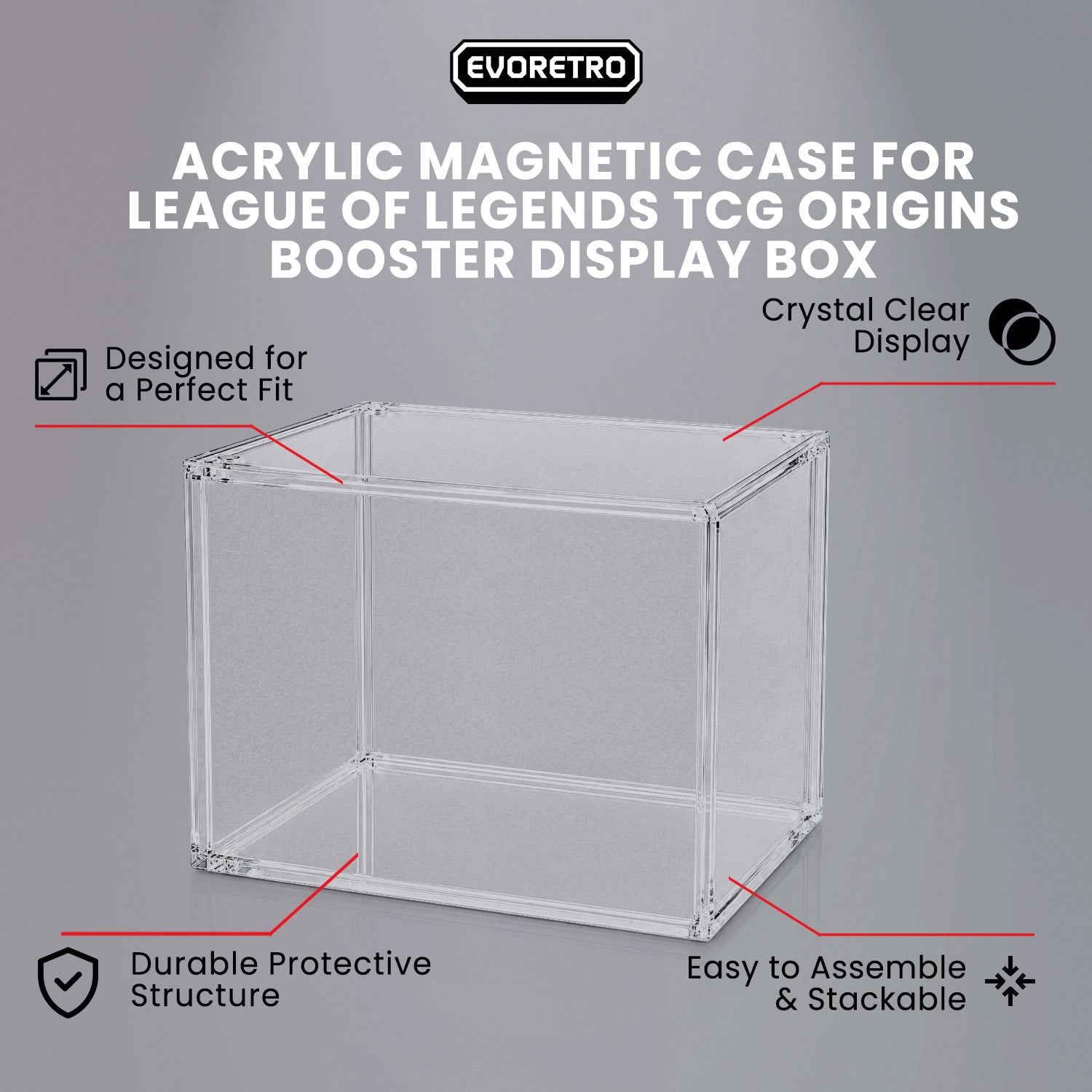 Boîtier de protection acrylique pour boîte de booster TCG League of Legends | EVORETRO 0,50 mm