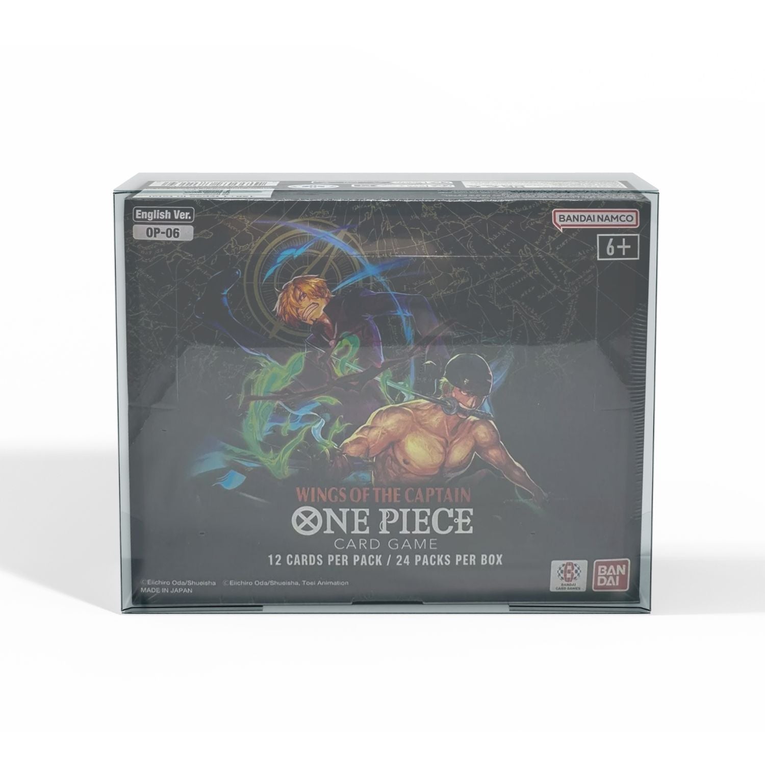 One Piece Card Game OP-06 booster box displayed inside EVORETRO PET protector