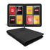 EVORETRO black card binder opened to show four-pocket pages and the plain outer cover