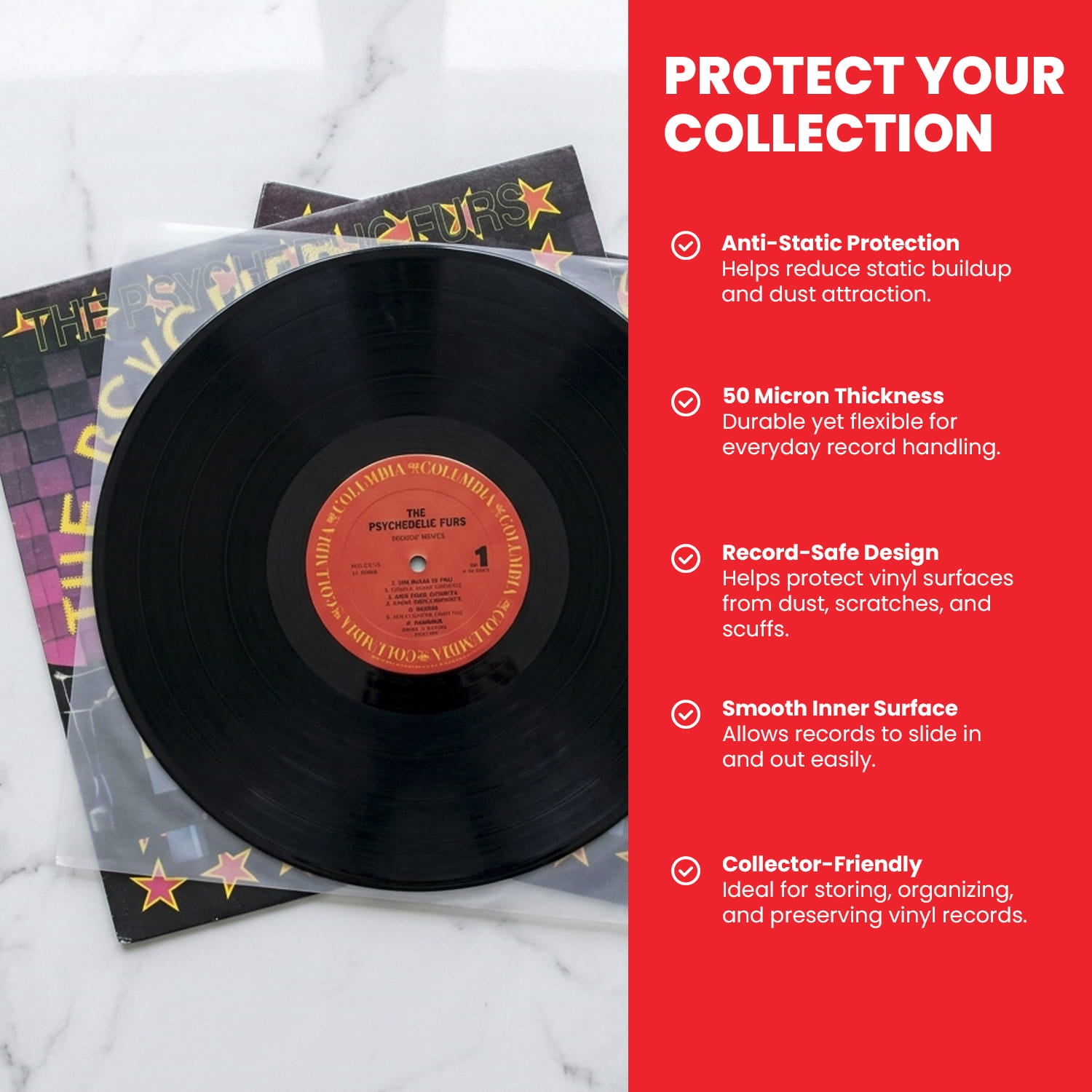 EVORETRO vinyl record inner sleeve with anti-static and record-safe features
