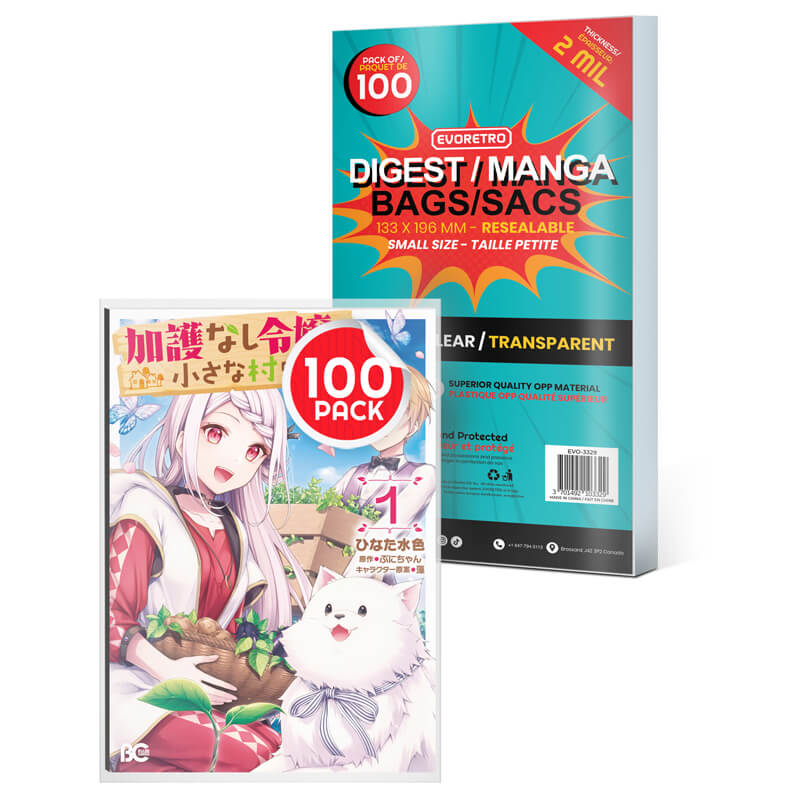 Evoretro Clear Resealable Bags for Digest, Manga