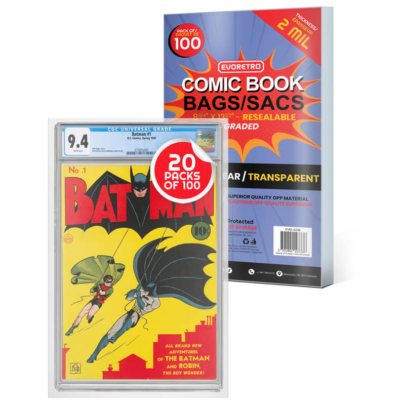 Evoretro Clear Comic Book Bags Resealable for Graded Comics - 2 MIL