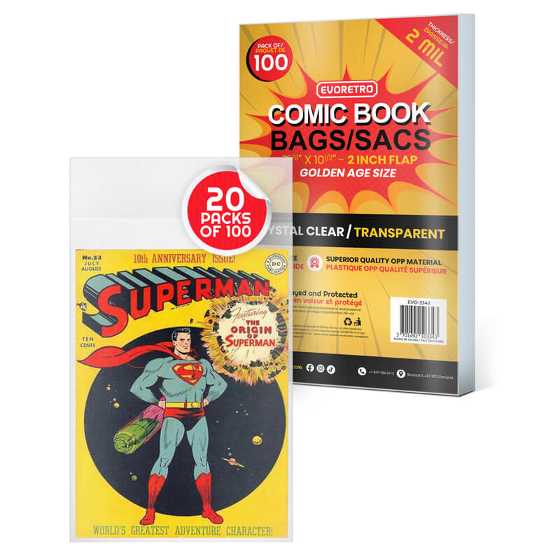 Evoretro Clear Comic Book Bags for Golden Age - 2 MIL