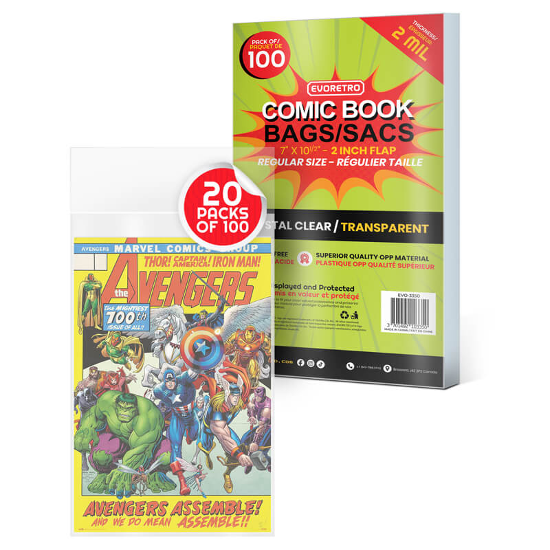 Evoretro Clear Comic Book Bags for Regular Comics - 2 MIL