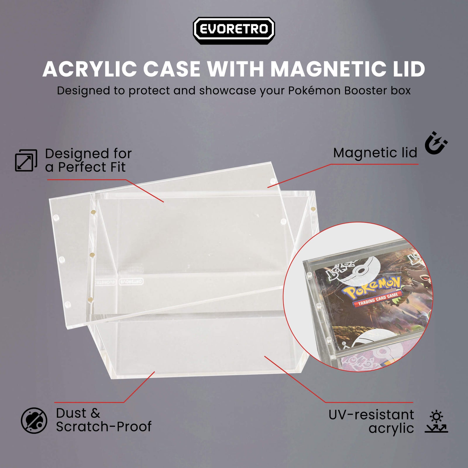 Acrylic Case for Pokemon Booster Box with Magnetic Lid Pack of 1