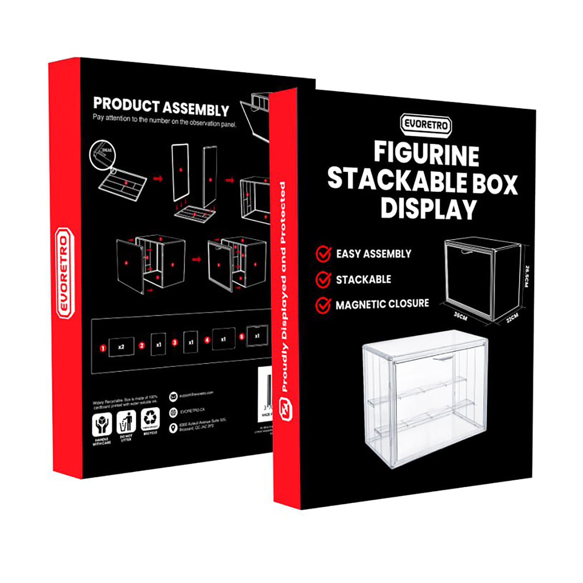 Figurine Stackable Box Display – 32 x 32 x 42 cm with Magnetic Closure