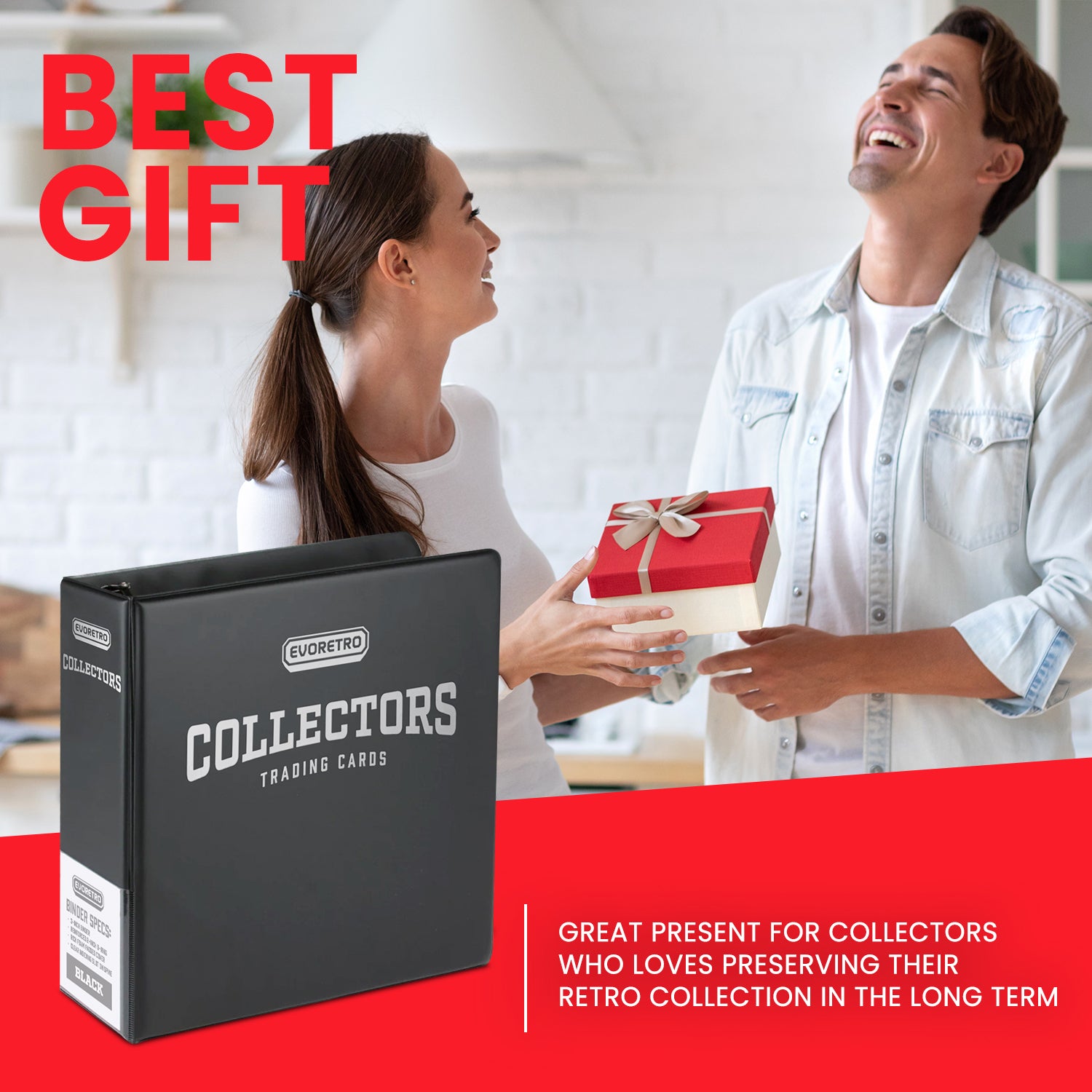 EVORETRO 3-Inch Trading Card Ring Binder | Collector Album Black