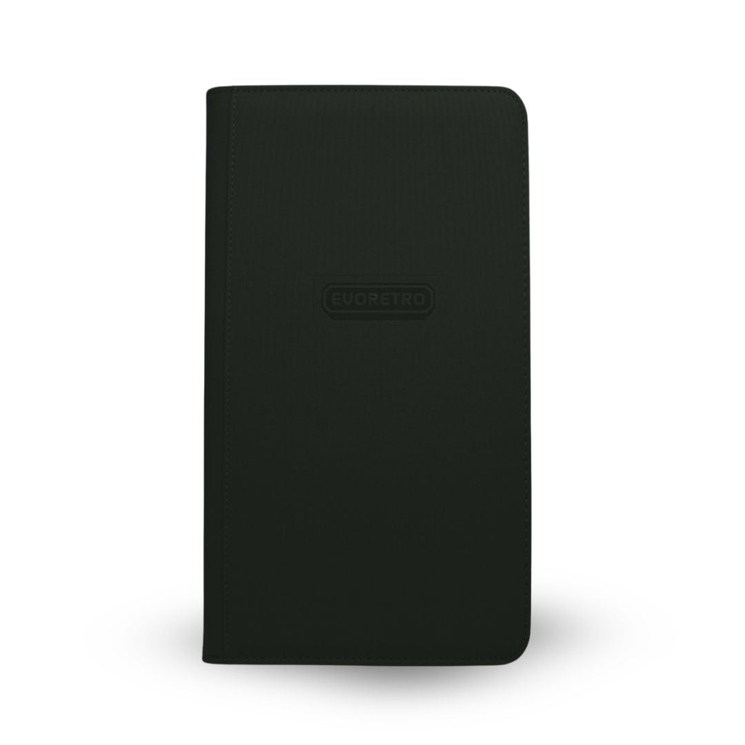 EVORETRO Premium 3x2 Regular Zip Binder in black with an embossed logo and a sleek cover