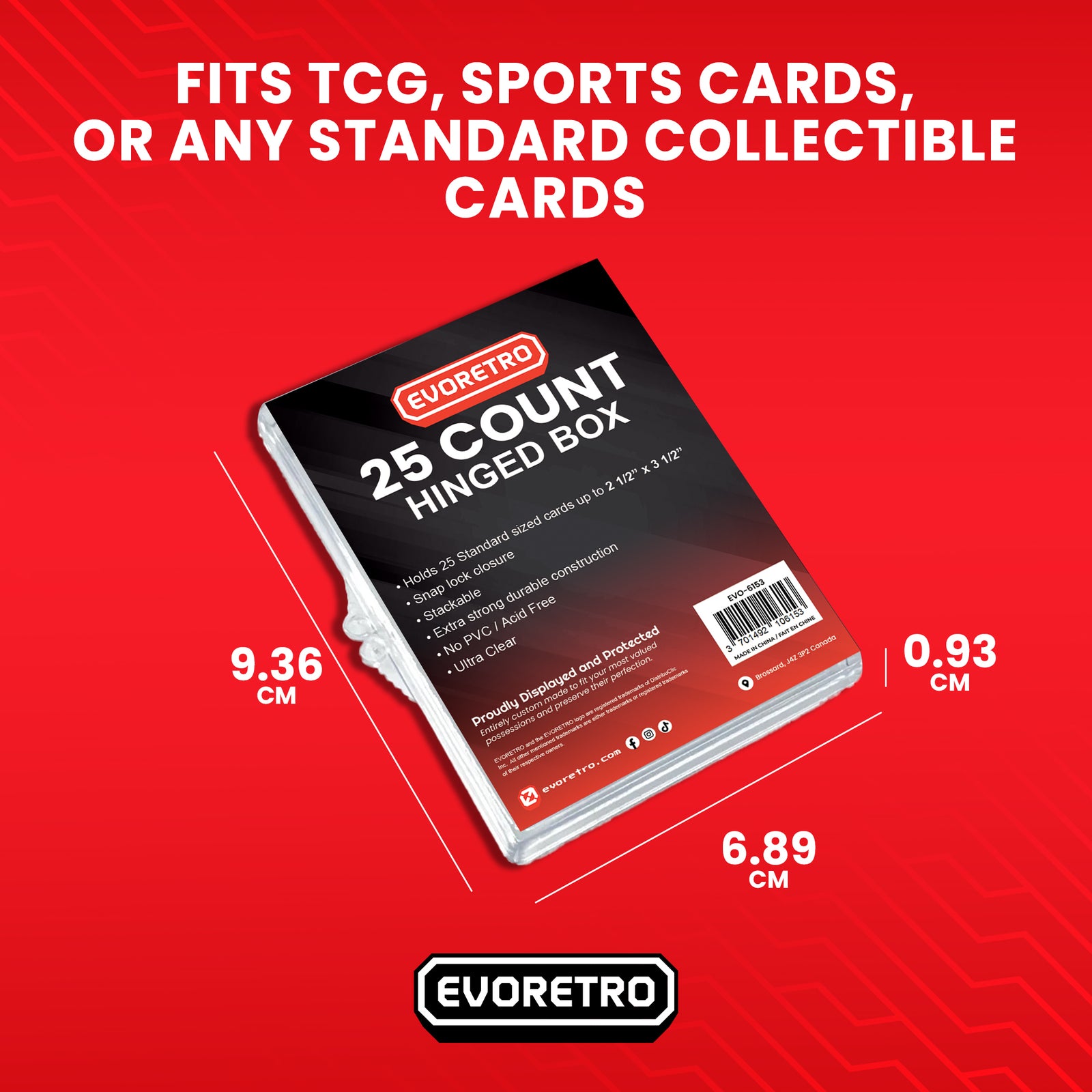 Stackable Hinged Card Box for 25 TCG & Sports Cards