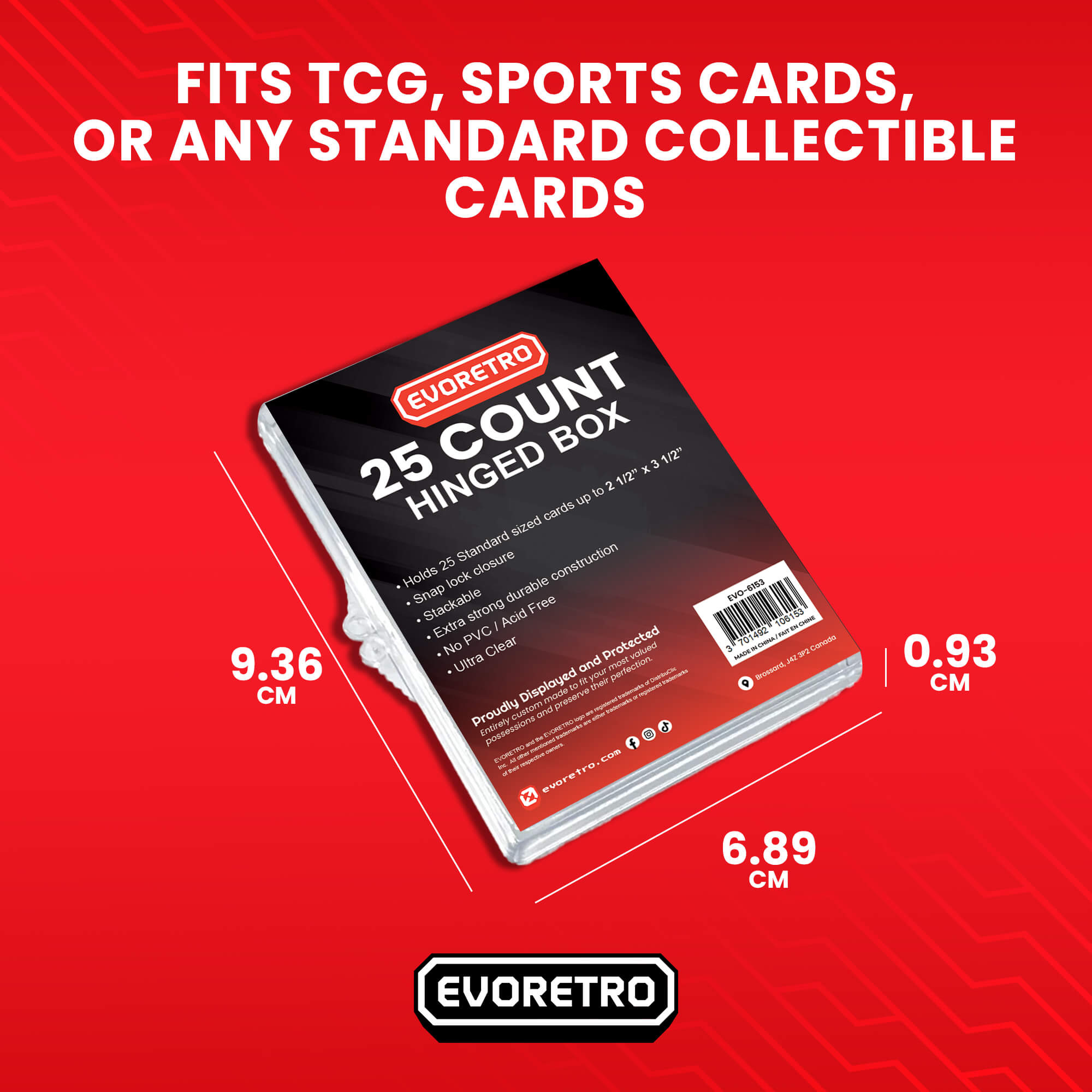 Stackable Hinged Card Box for 25 TCG & Sports Cards