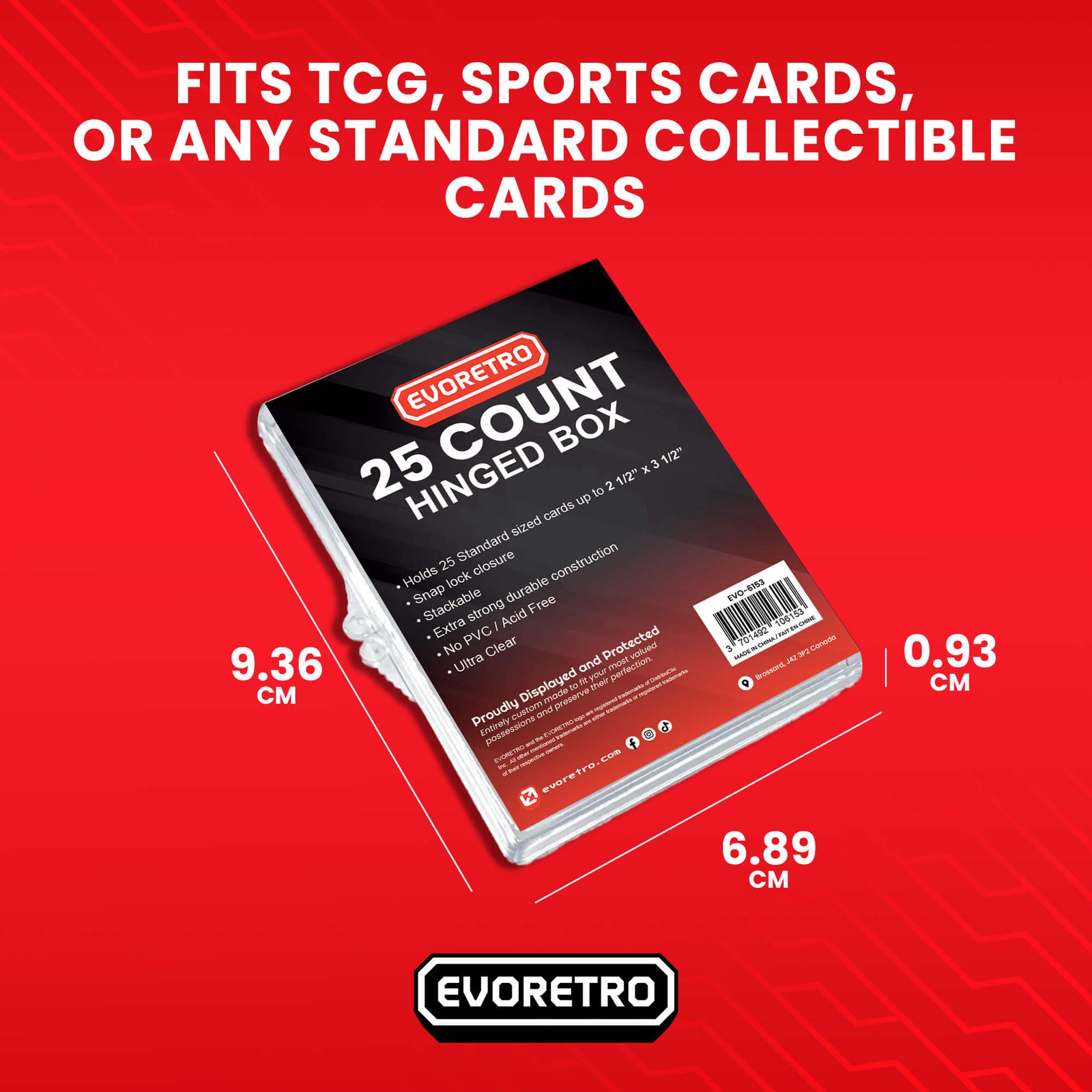 Boîte Empilable à Charnière pour 25 Cartes TCG et de Sport