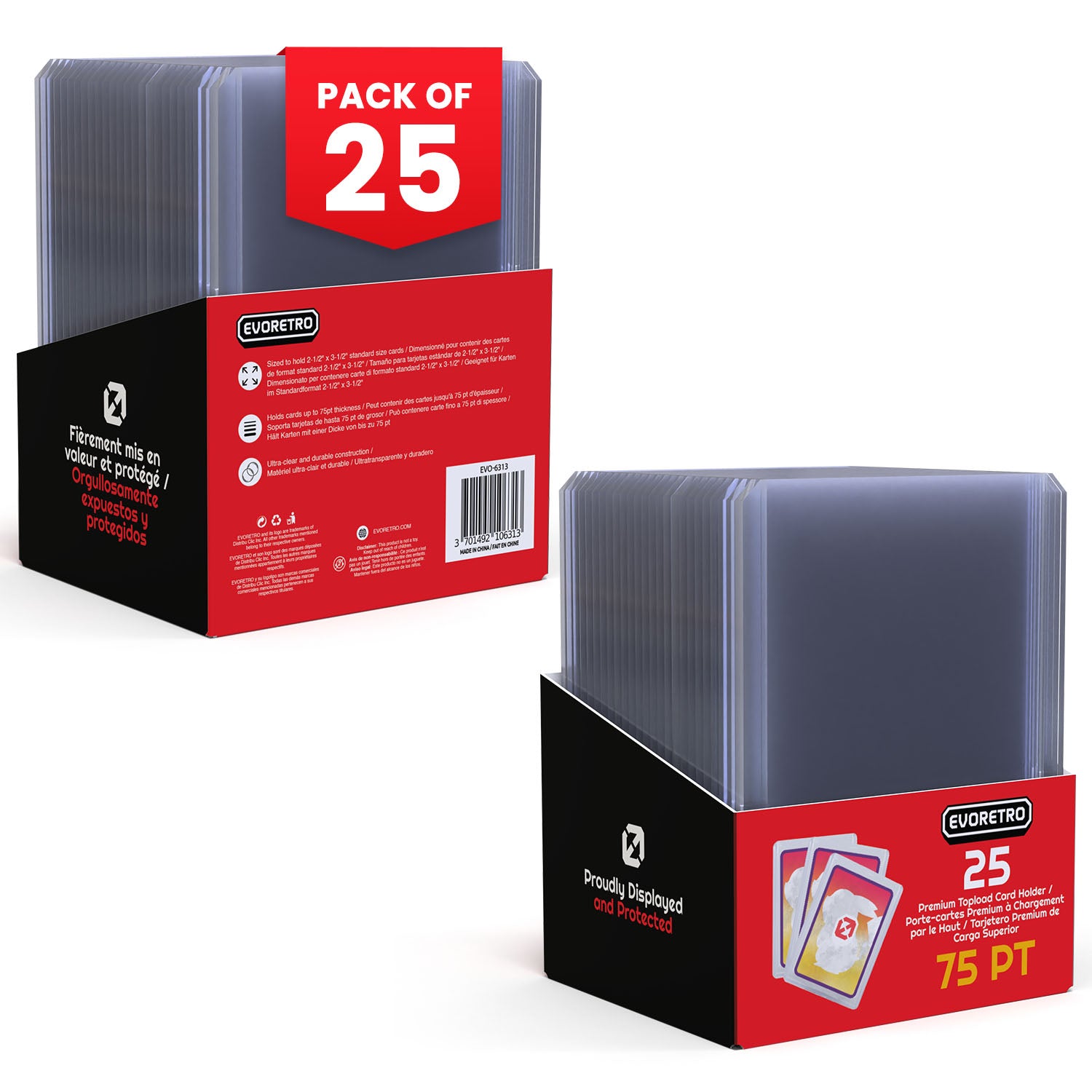 EVORETRO Toploader Card Holder 3x4 75pt – 25 Pack