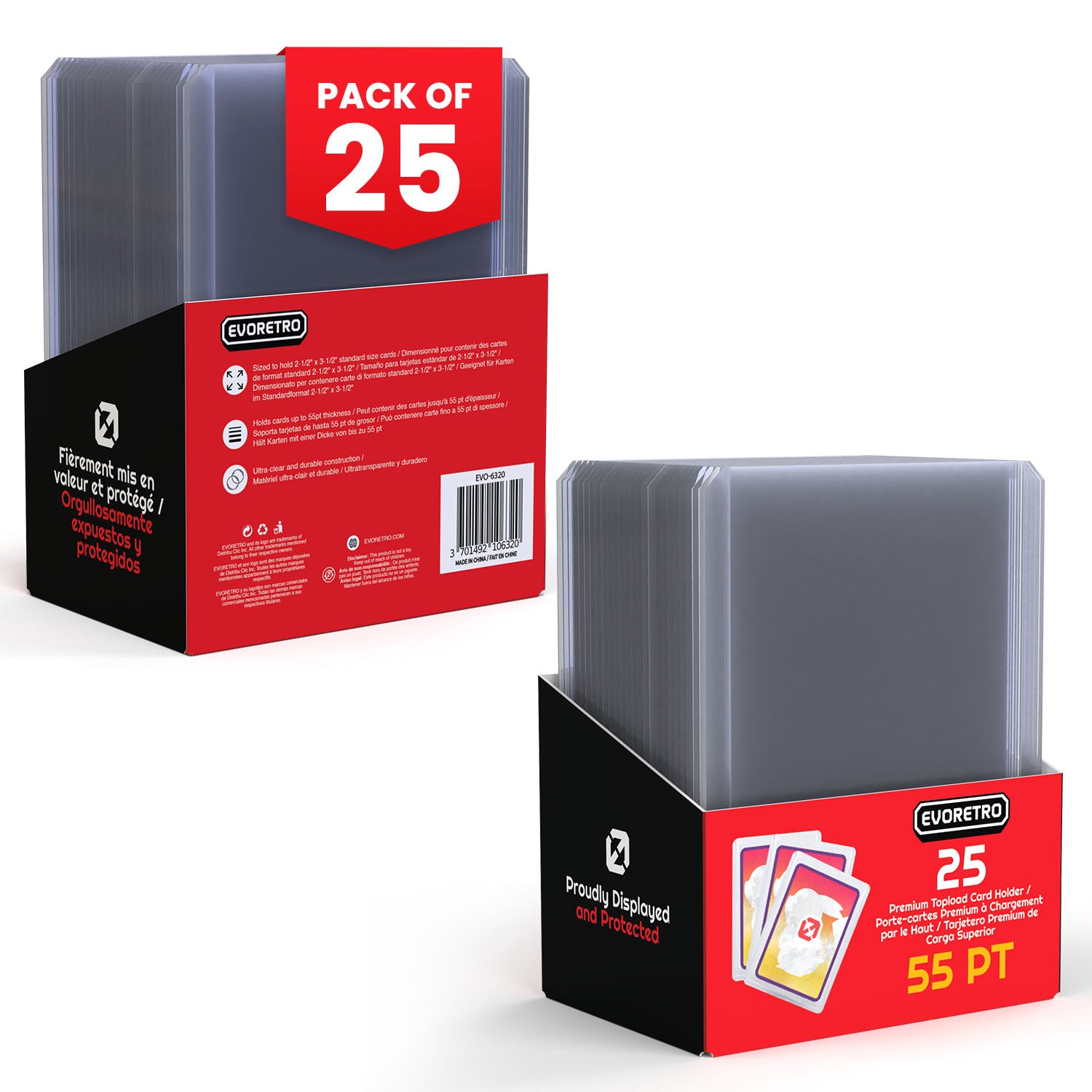 EVORETRO Toploader Card Holder 3x4 55pt – 25 Pack