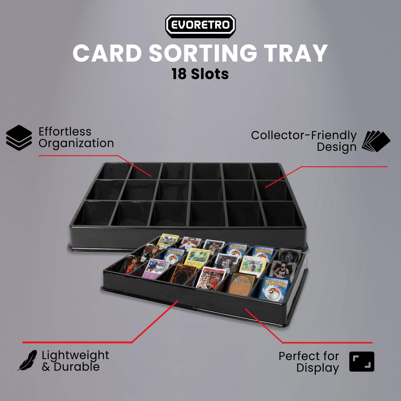 card sorter mtg EVORETRO Card Sorting Tray – 18 Slots (Pack of 5) – EVORETRO Canada