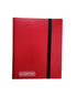 Red 9 pocket card flex portfolio binder holding 360 trading cards with elastic strap