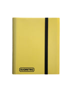 Yellow 9 pocket card flex portfolio binder holding 360 trading cards with elastic strap