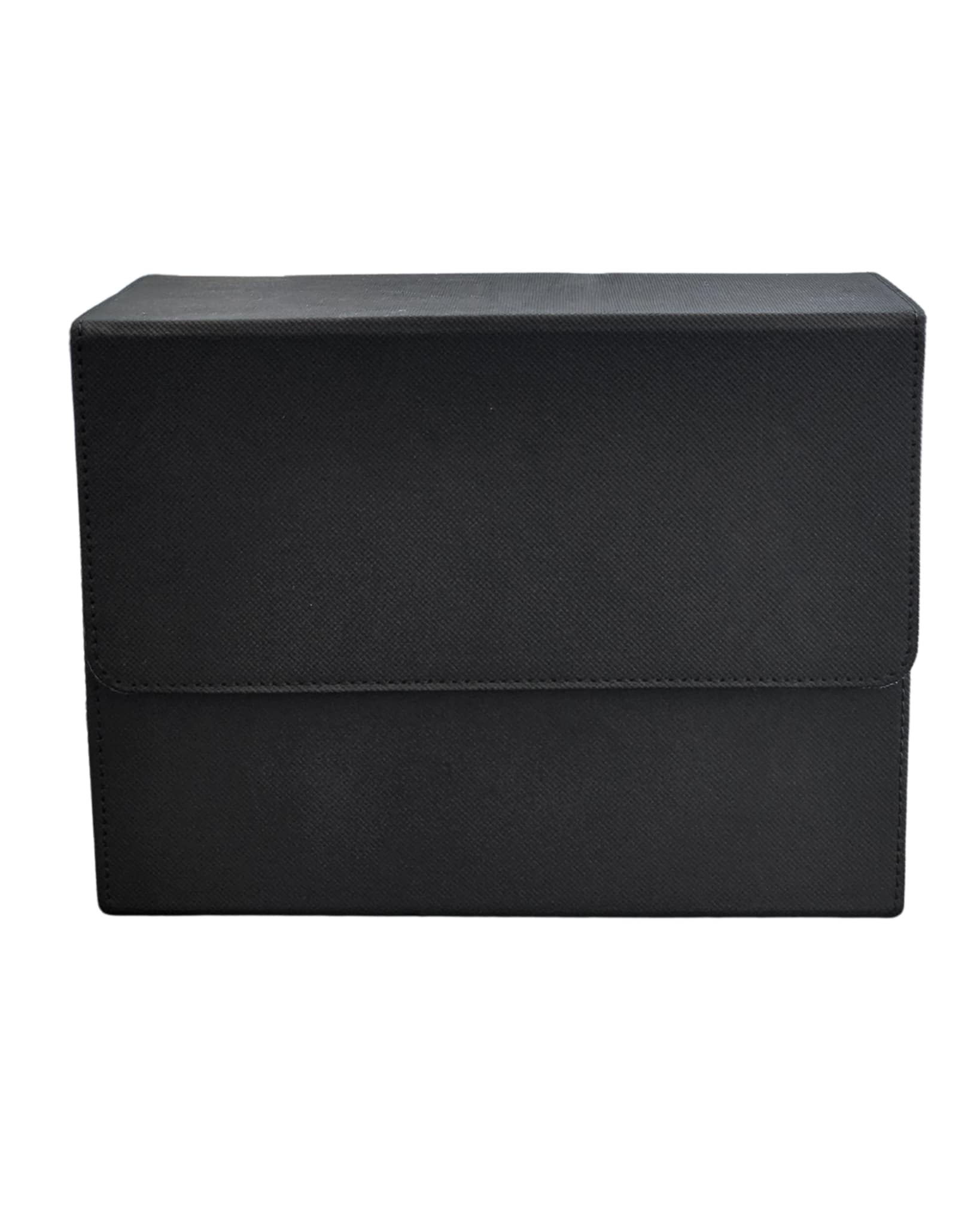 Black waterproof screwdown graded card holder, front view shown closed on white background
