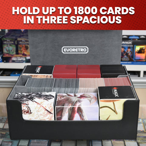 EVORETRO Magnetic Card Deck Storage Box - Holds 1800 Cards