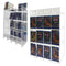 Acrylic display stand for booster packs with top shelf, shown empty and filled for retail counter display