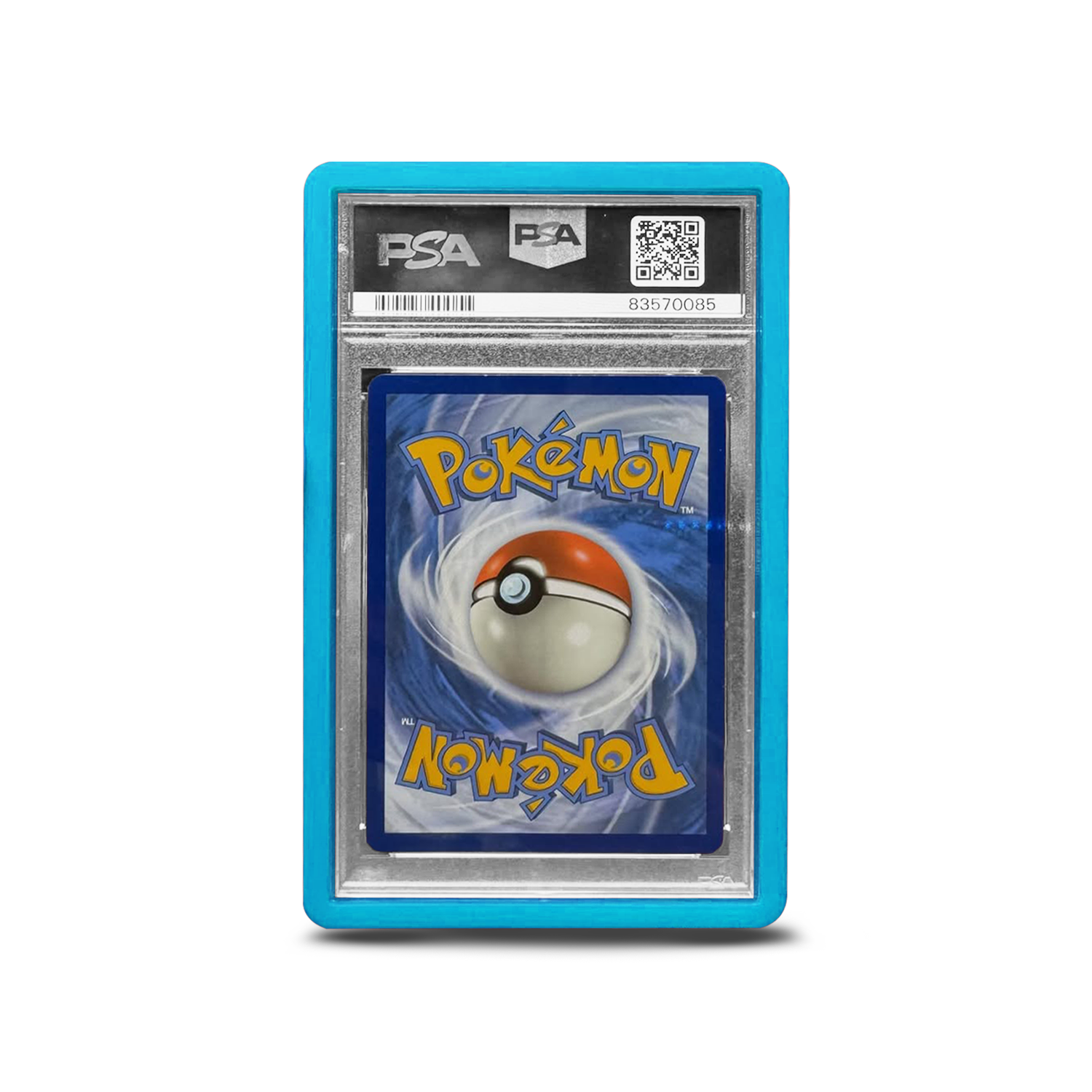 Light blue bumper graded slab protector for PSA slabs protecting trading card cases from damage