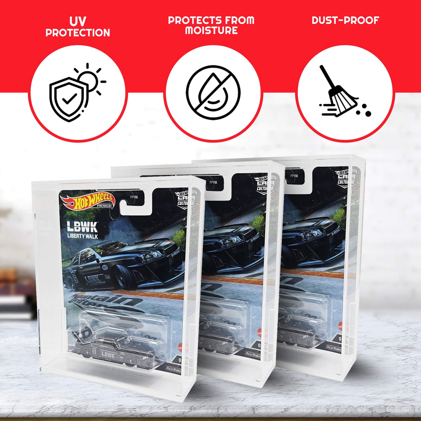 Acrylic Protector Case for Hot Wheels Premium, Pack of 2 | EVORETRO