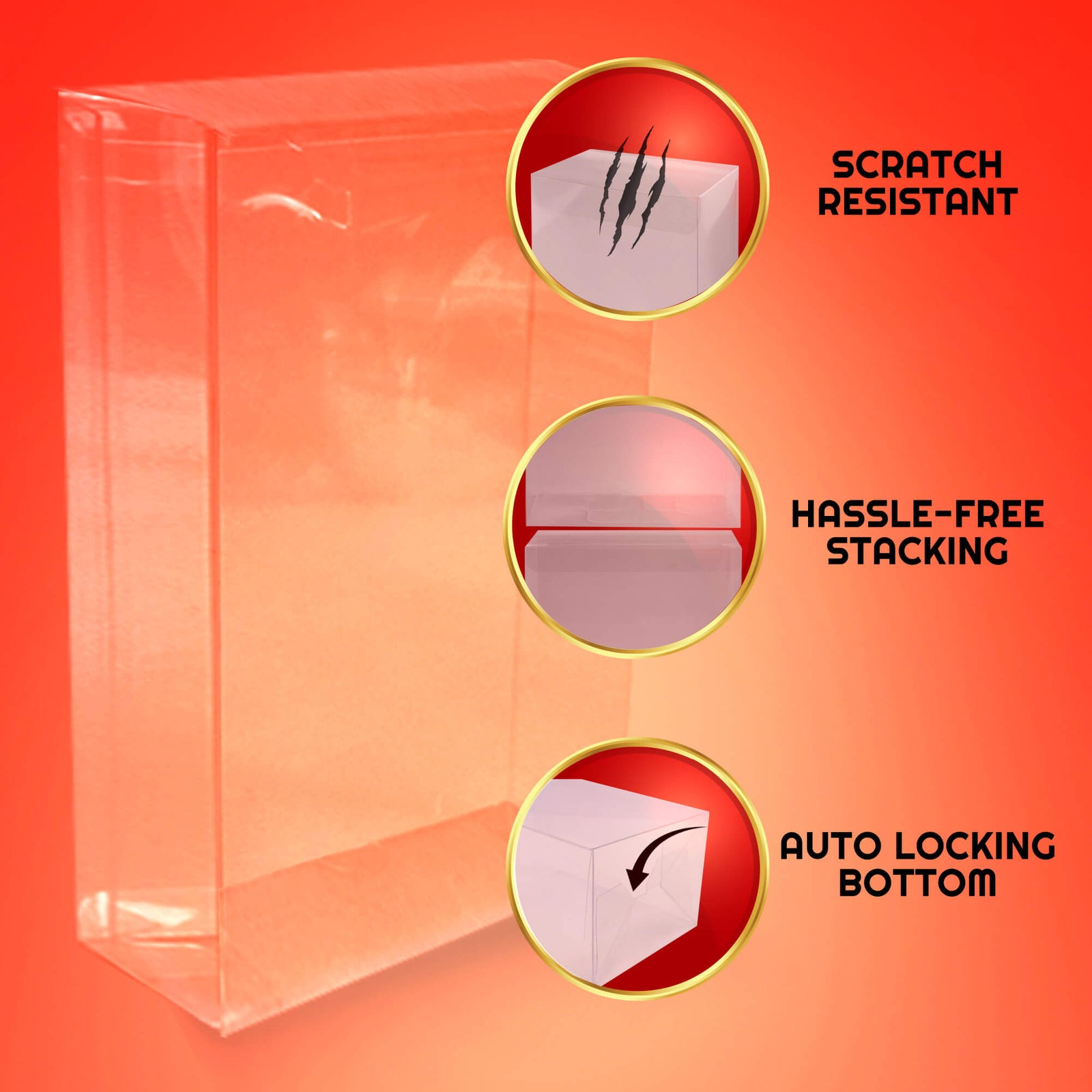 Lot de 10 protections pour vitrine de figurines NECA Ultimate Action avec support - Livraison