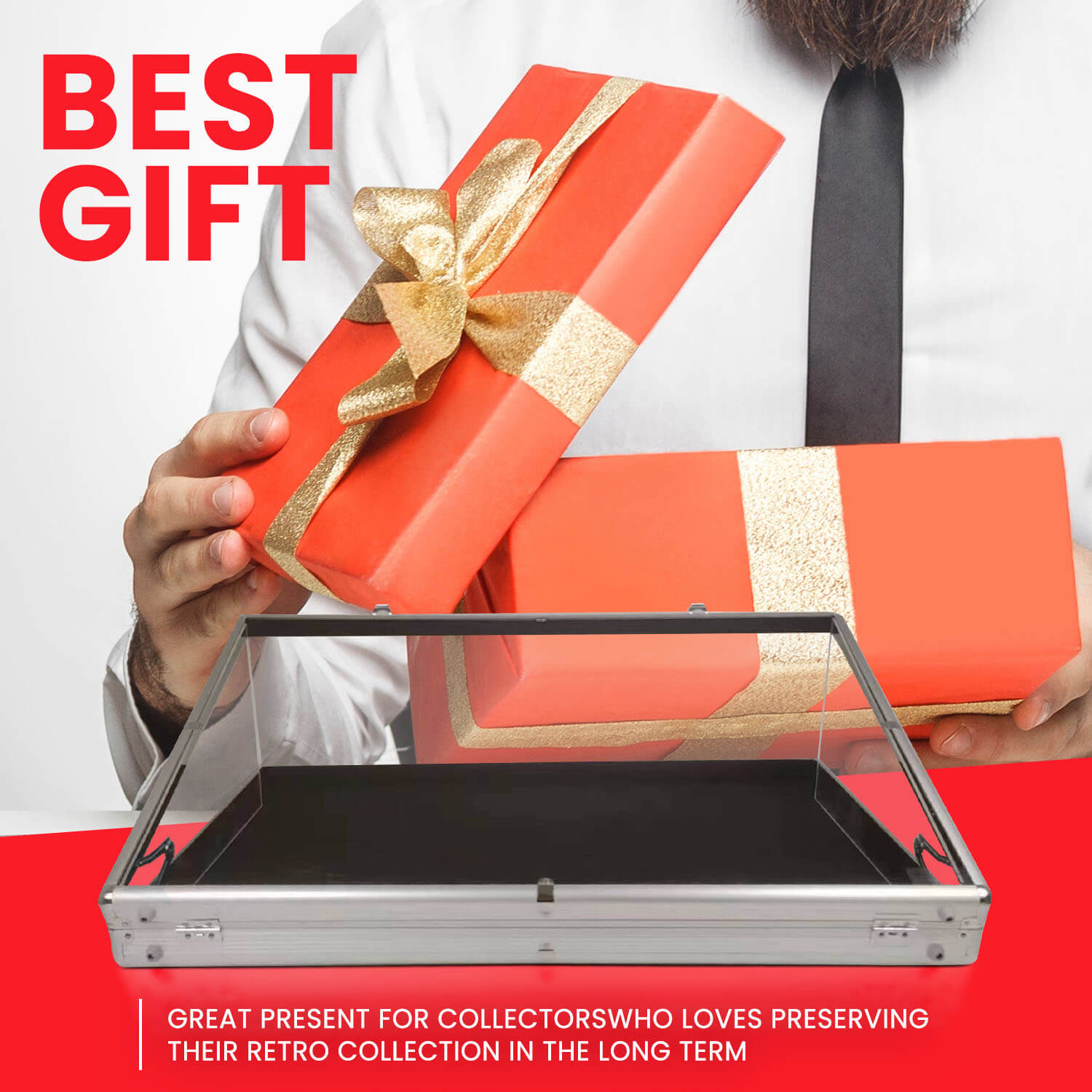 Vitrine en aluminium pour cartes et jouets 24 x 20 x 4 pouces 