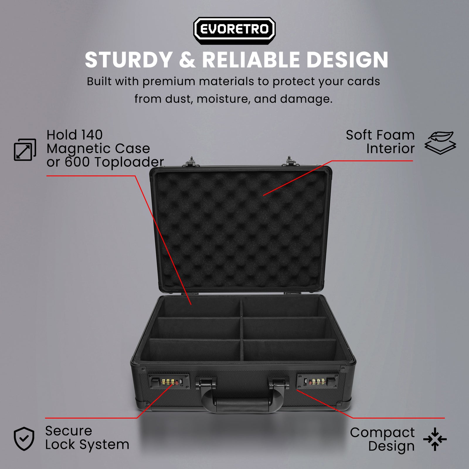 Toploader Card Storage Box for 140 Magnetic Case & 600 Toploader Combination Lock