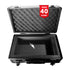 Black protective case with foam interior, key, and 'Hold 40 Slabs' label on a white background