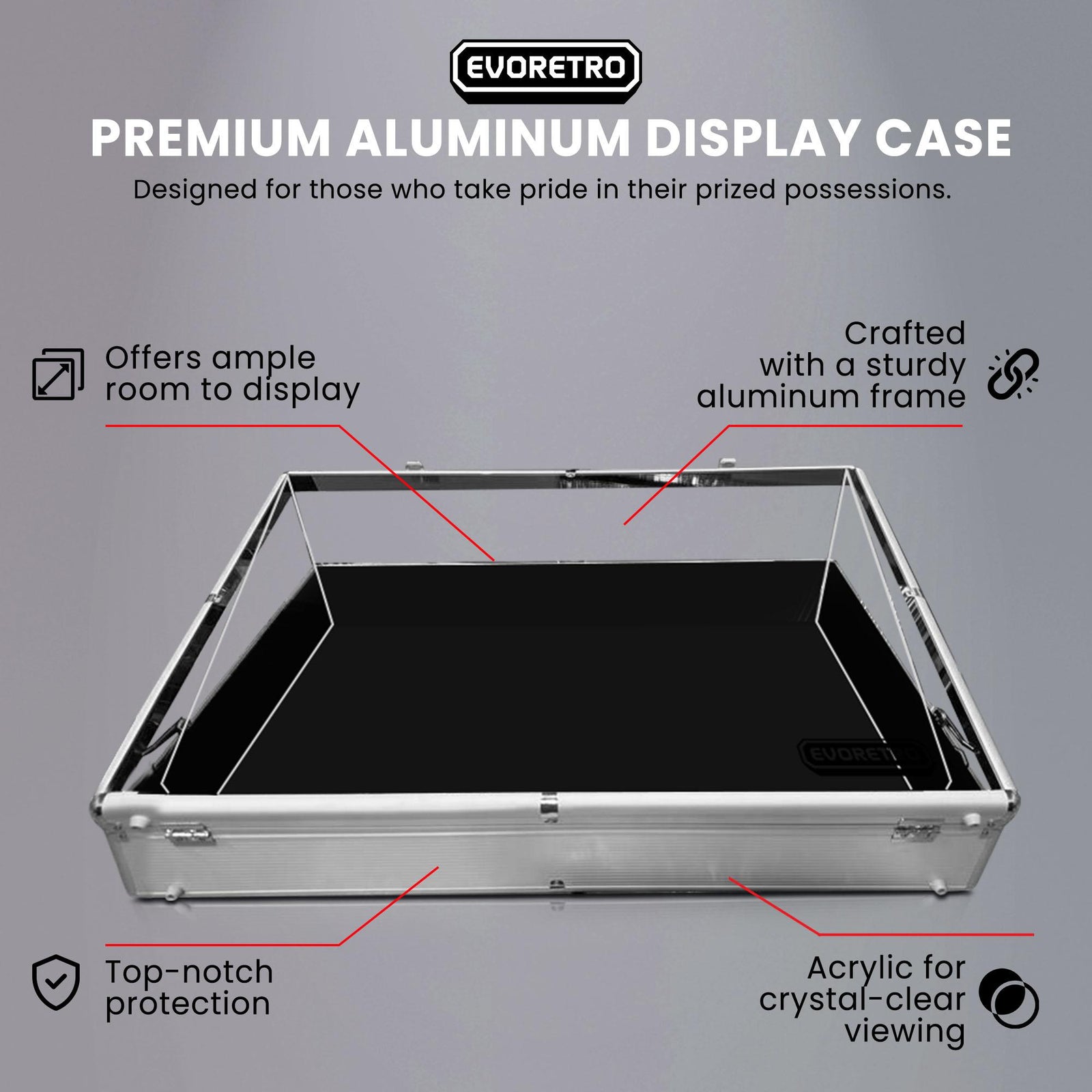 EVORETRO Aluminum Acrylic Clear Top Display Vendor Trade Show showcase