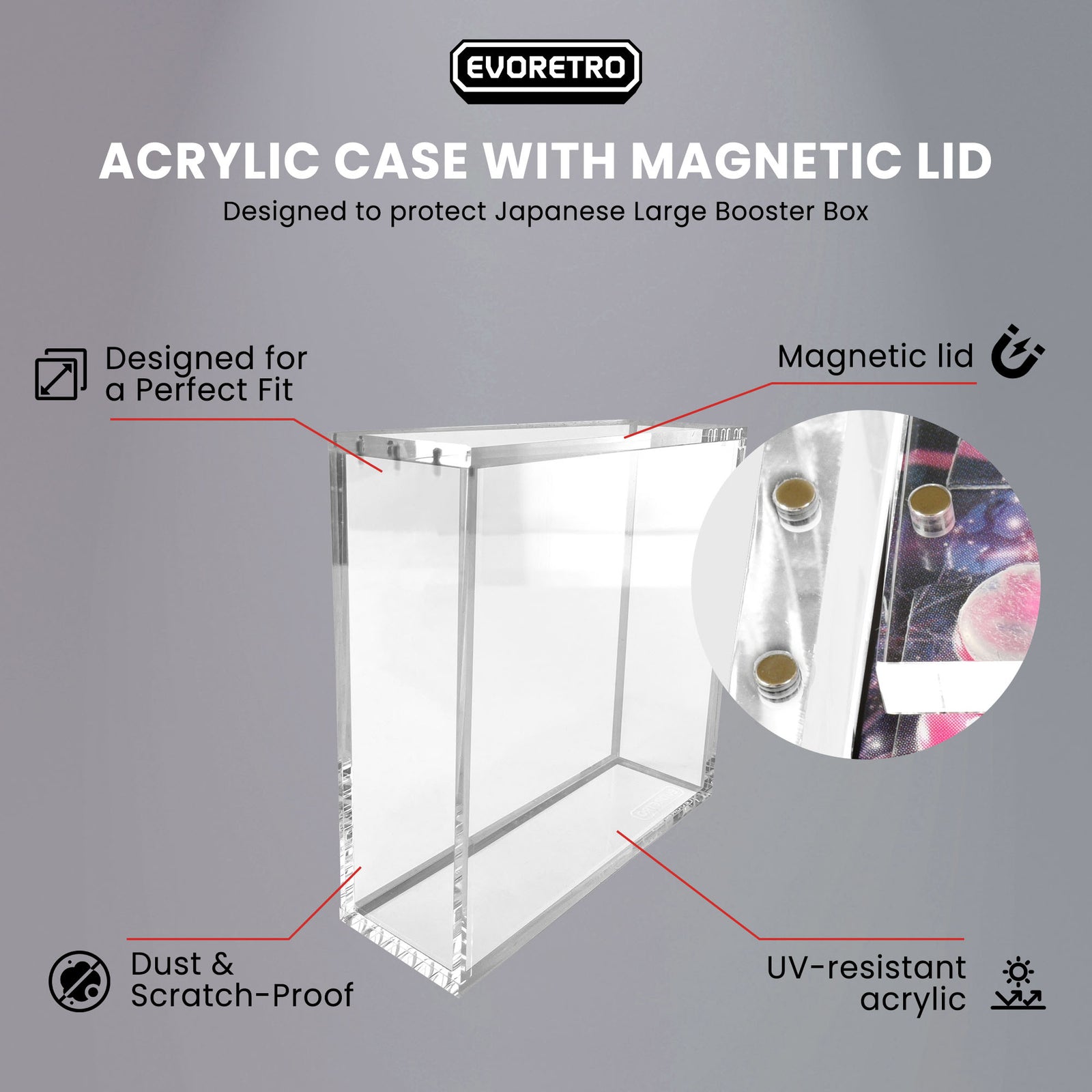 Boîtier acrylique magnétique EVORETRO pour gros booster box japonais
