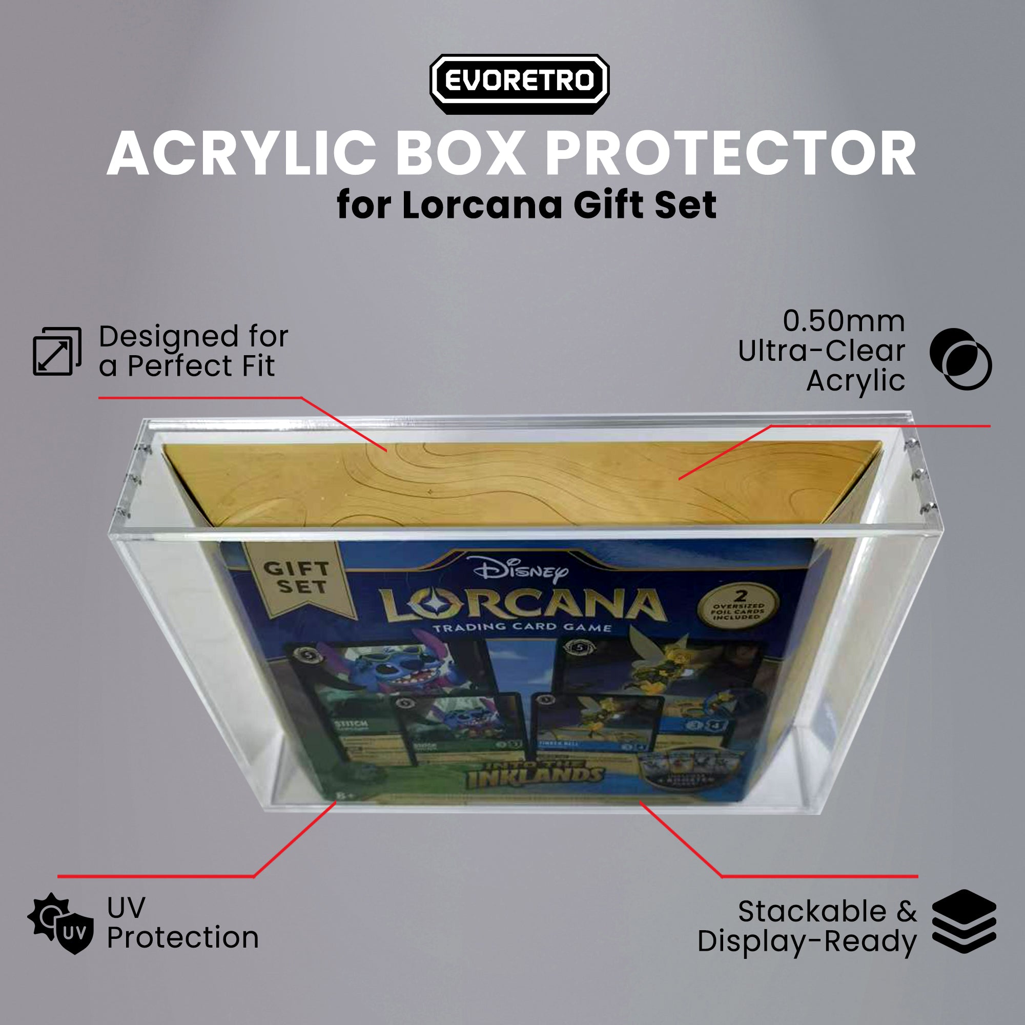 1x Lorcana Gift Set Display Case – 5mm Acrylic, Magnetic Lid