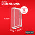 Clear acrylic display stand with dimensions on a red background, featuring the EVORETRO brand.
