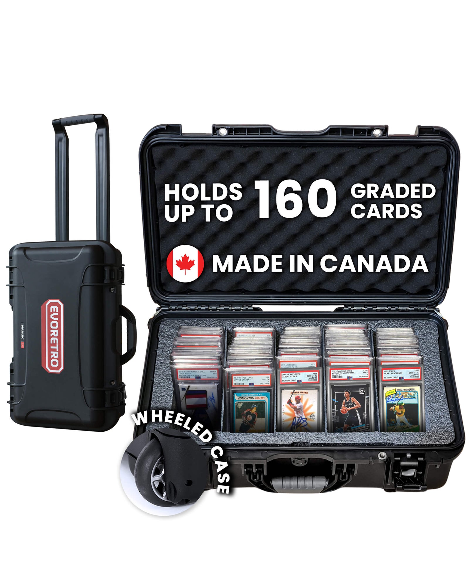 Valise à Roulettes Imperméable EVORETRO – Capacité de 160 Cartes Gradées