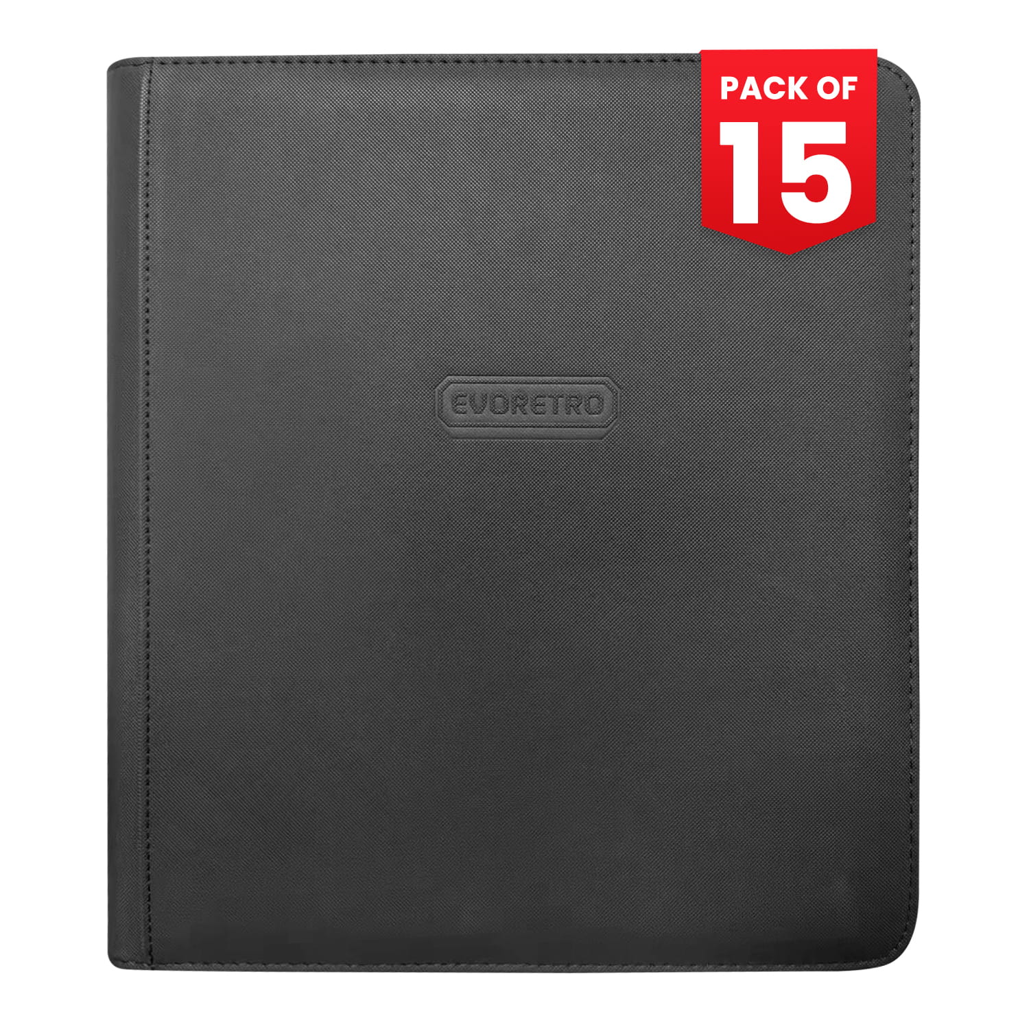 EVORETRO 4x3 trading card binder with zipper black pack of 15 holds 528 cards each