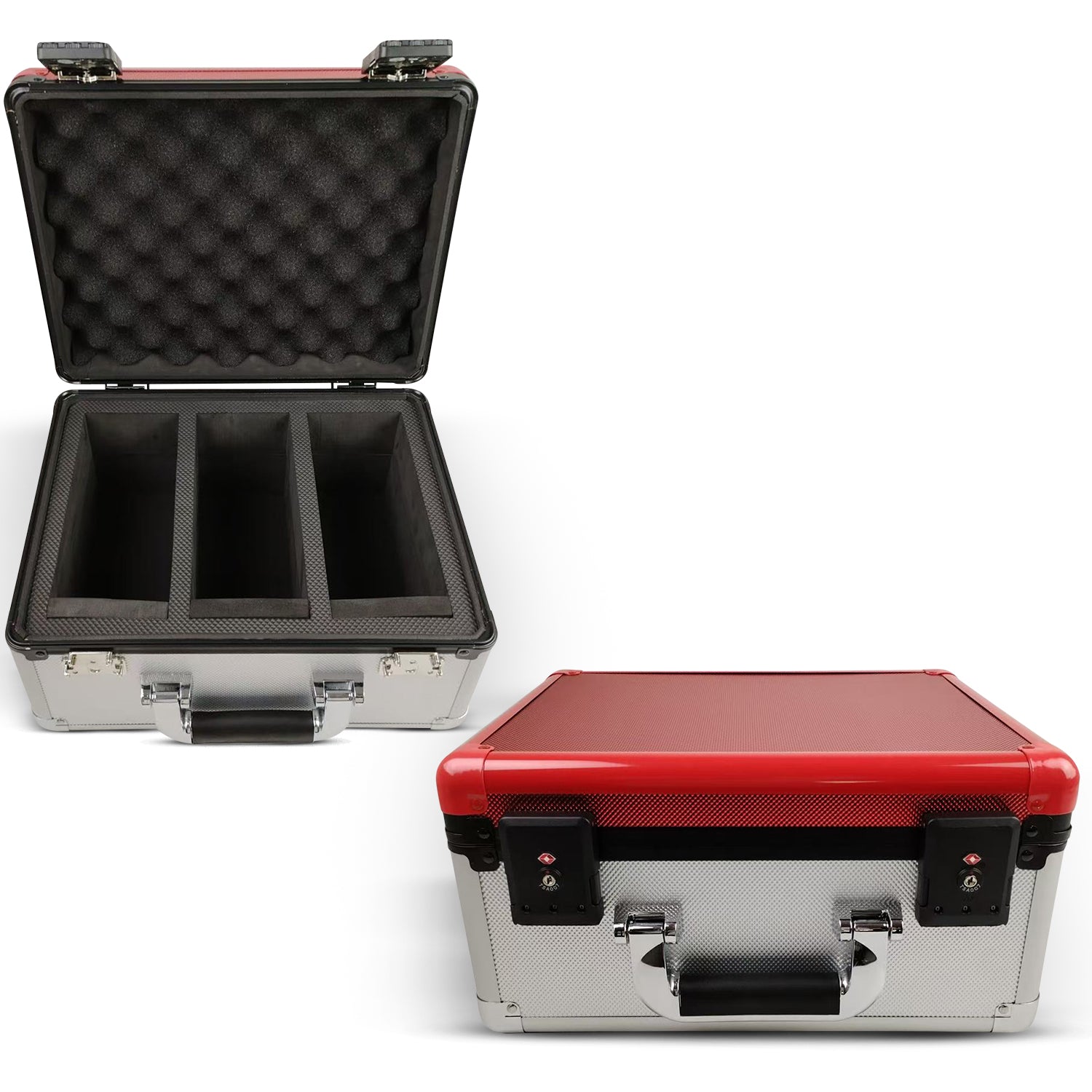 Coffret gradué en aluminium à 3 rangées pour 90 dalles avec système à clé