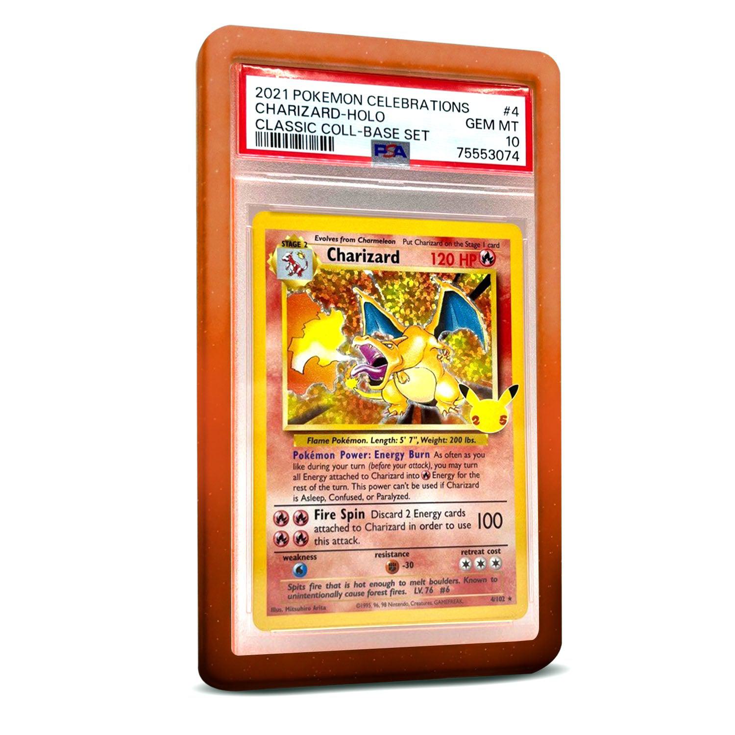 Orange black glitter bumper graded slab protector for PSA slabs protecting trading cards