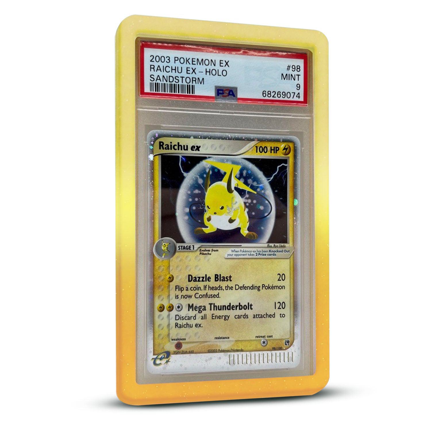 Orange yellow glitter bumper graded slab protector for PSA slabs protecting trading cards