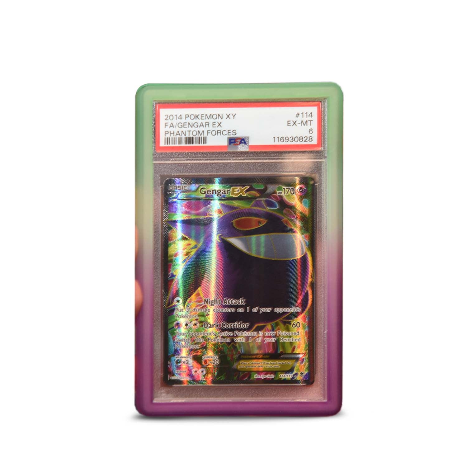 Green purple glitter bumper graded slab protector for PSA slabs protecting trading cards