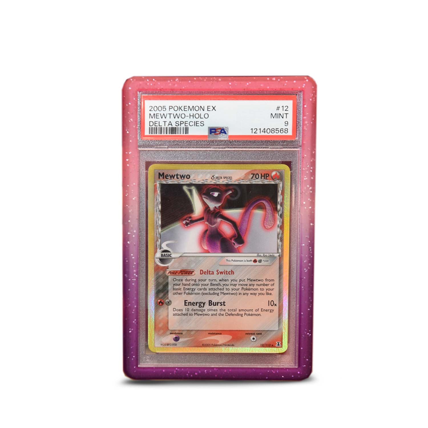 Pink purple glitter bumper graded slab protector for PSA slabs protecting trading cards