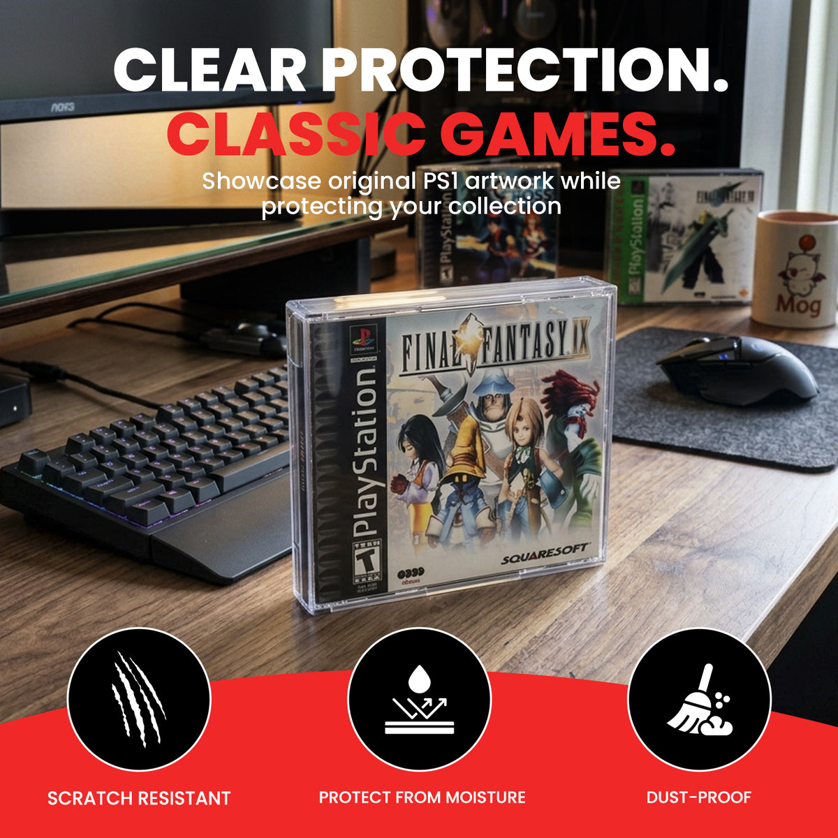 Protecteurs PET EVORETRO pour boîtiers Sony PlayStation PS1 à double CD — paquet de 25