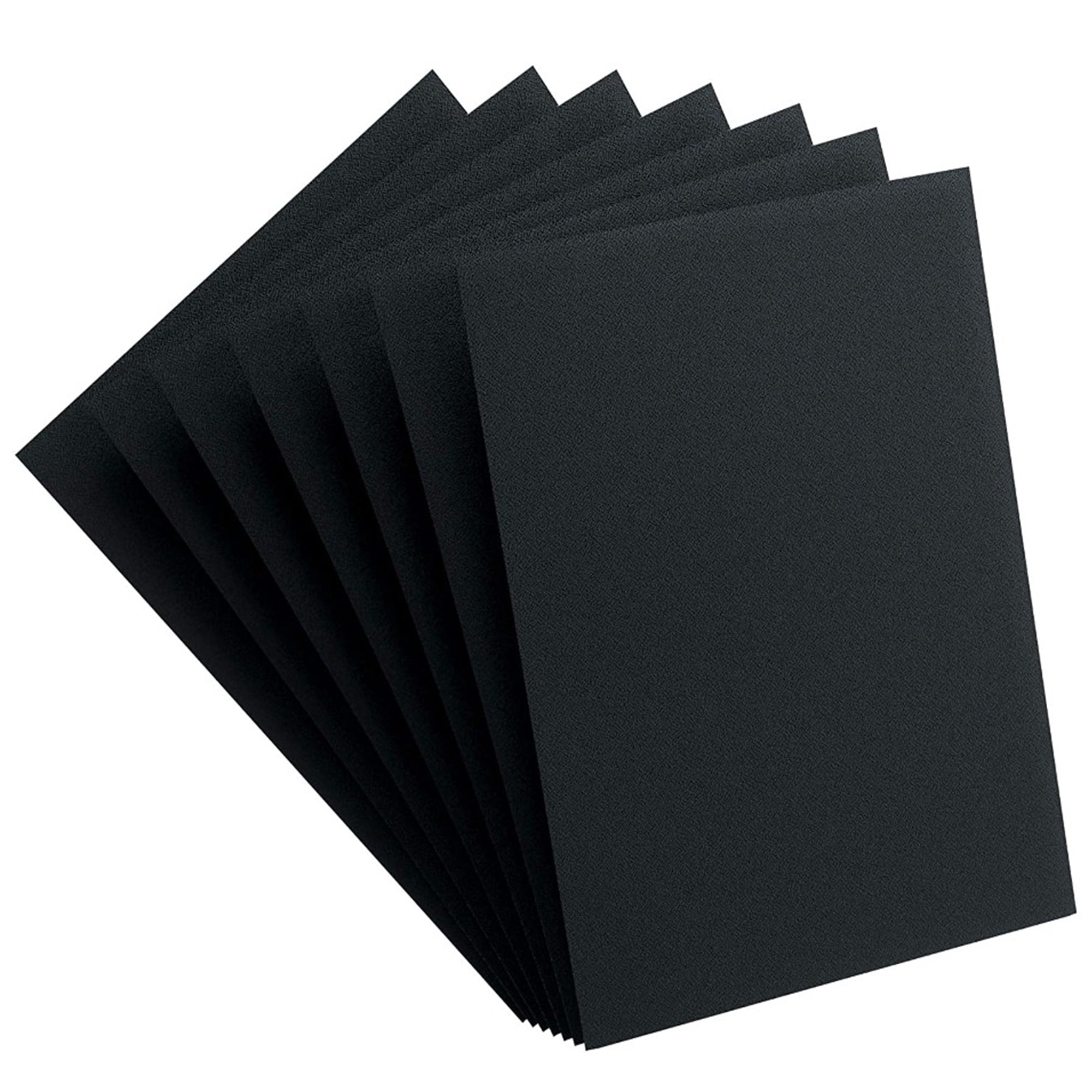 Several EVORETRO matte black card sleeves, standard size 66 x 91 mm, displayed outside of their packaging to showcase the sleeve texture and finish.