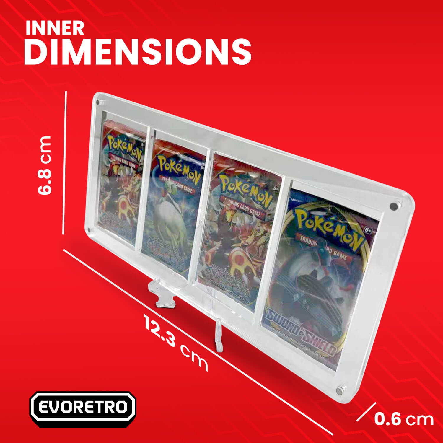 EVORETRO Magnetic Acrylic Booster Pack Display Case 4-Slot