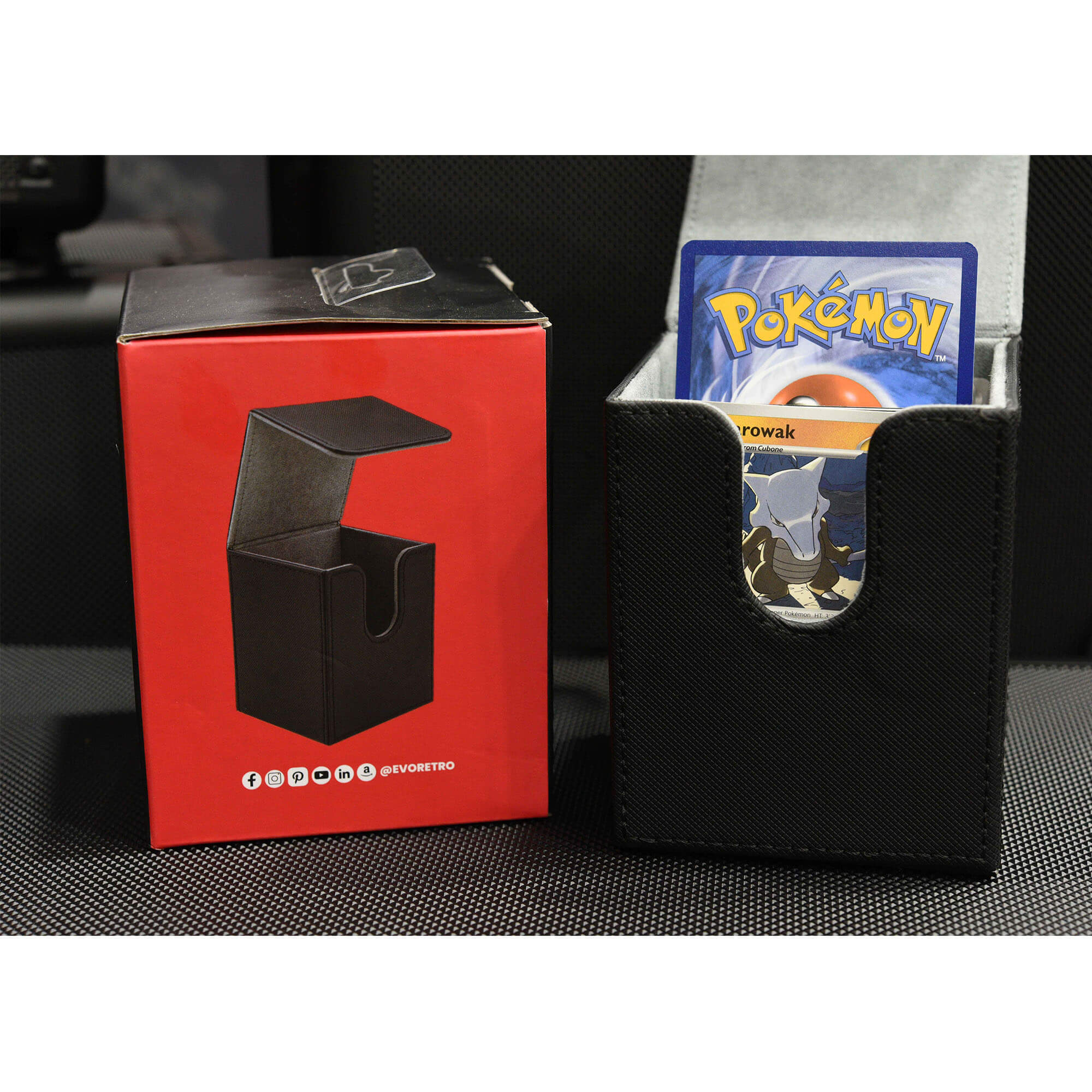 EVORETRO Black Deck Box for 100 double-sleeved cards or 120 single-sleeved