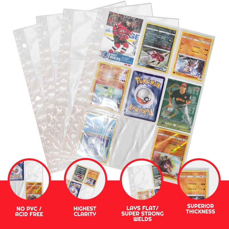 9 Pocket Binder Pages for Trading Cards 