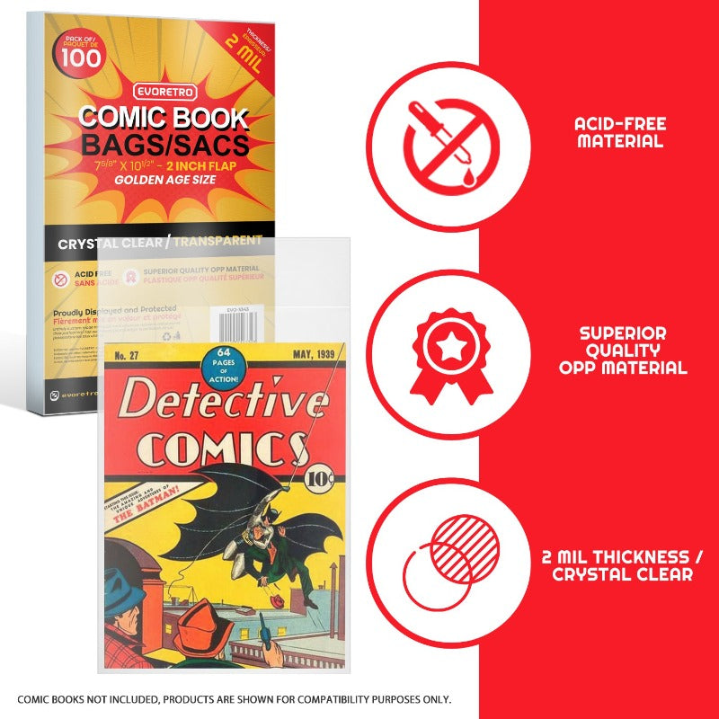 Evoretro Clear Comic Book Bags for Golden Age 2 MIL EVORETRO Canada